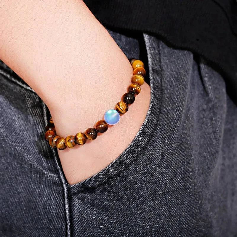 Moonstone & Tiger's Eye Bead Bracelet