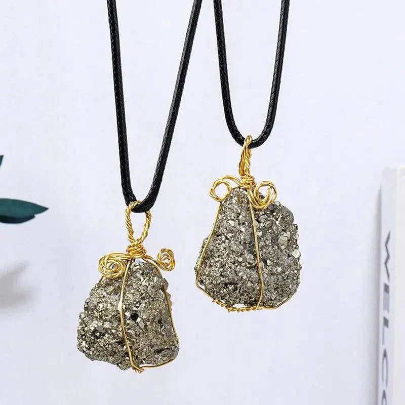 Natural Crystal Stone Pyrite pendant Necklace Healing Mineral