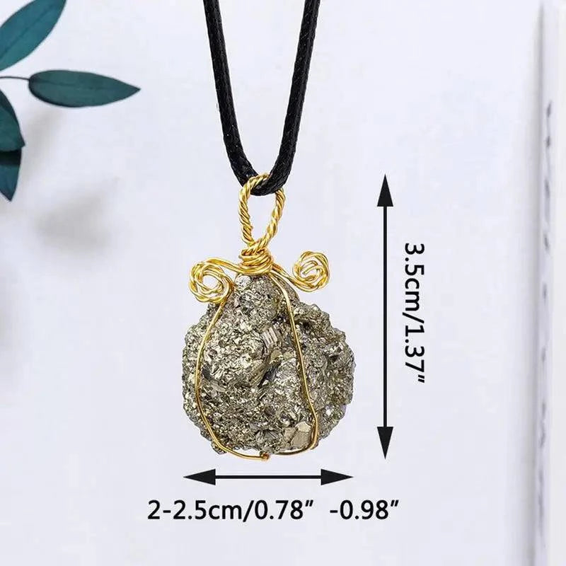 Natural Crystal Stone Pyrite pendant Necklace Healing Mineral Specimen Raw Stone Reiki Woman Jewelry Necklace Decoration Gifts